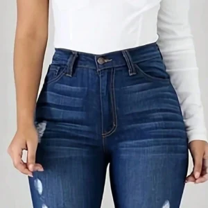 High Waisted Ripped Flared Jeans