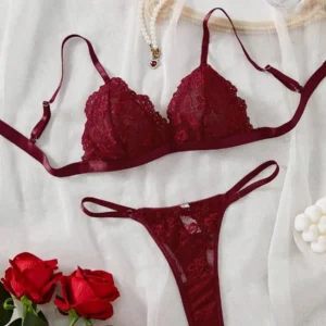 Lace Triangle Bra and Thong Set