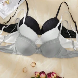 3-Pack Women's Minimalist Balconette Push-Up Bras Set
