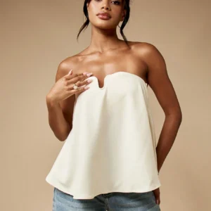 Elegant Strapless Sleeveless A-Line Top
