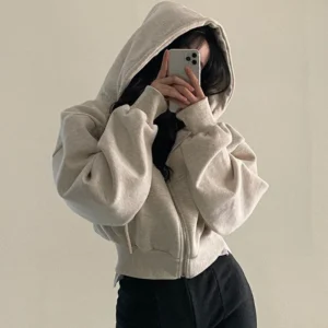 Women's Casual Streetwear Zip Up Sweatshirts