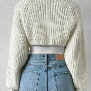 Women s Open Front Cropped Cardigan Long Sleeve