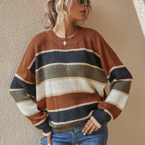 Vintage  Crew Neck Knit Sweater For Women