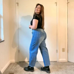 Women's High Waisted Barrel Jeans Wide Leg Cropped Ankle Pants