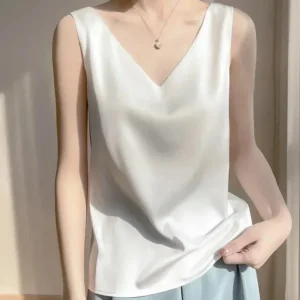 Crop Top Women Halter V Neck  Satin Silk