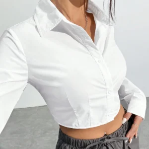White Woven Cinched Fitted