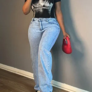 , High Waist Denim Pants Casual Daily Wear